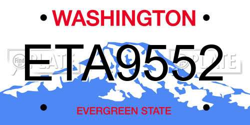 ETA9552 Washington License Plate