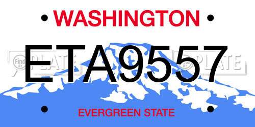 ETA9557 Washington License Plate