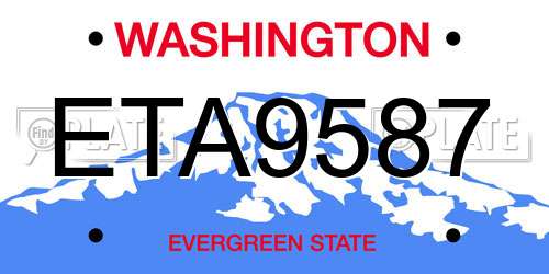 ETA9587 Washington License Plate