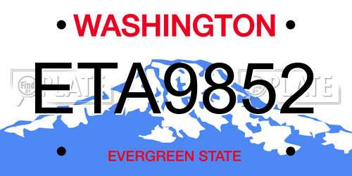 ETA9852 Washington License Plate