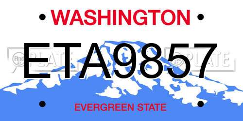 ETA9857 Washington License Plate