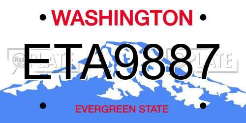 ETA9887 Washington License Plate