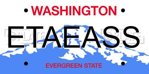 ETAEASS Washington License Plate