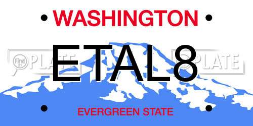 ETAL8 Washington License Plate