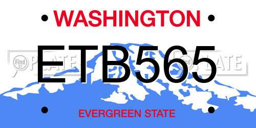 ETB565 Washington License Plate