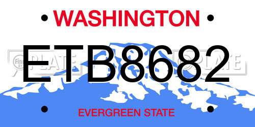 ETB8682 Washington License Plate