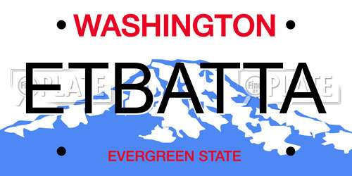 ETBATTA Washington License Plate