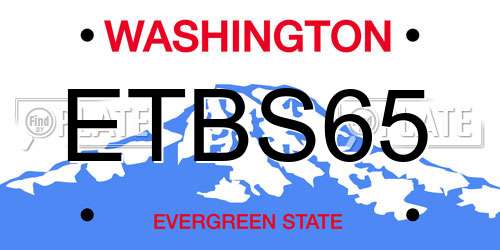 ETBS65 Washington License Plate