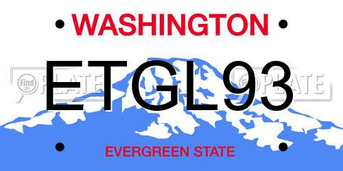 ETGL93 Washington License Plate