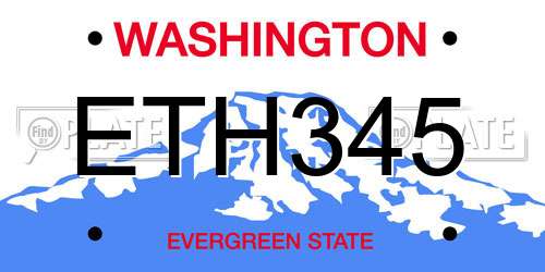 ETH345 Washington License Plate