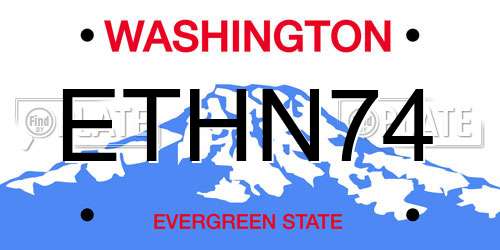 ETHN74 Washington License Plate