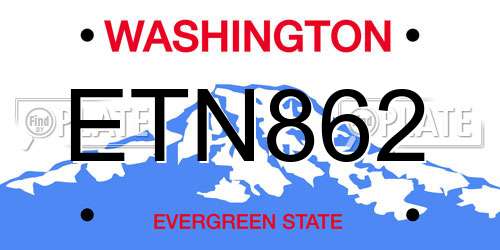 ETN862 Washington License Plate