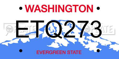 ETQ273 Washington License Plate