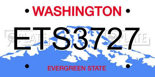 ETS3727 Washington License Plate