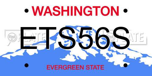 ETS56S Washington License Plate