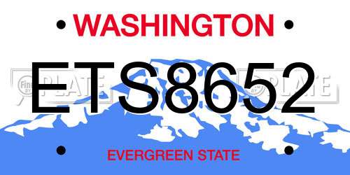 ETS8652 Washington License Plate