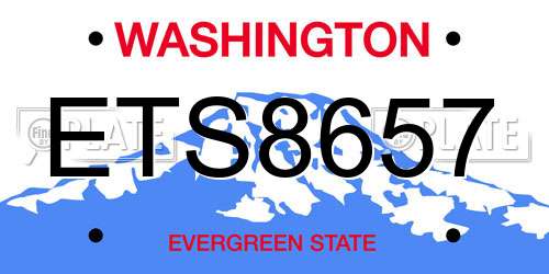 ETS8657 Washington License Plate
