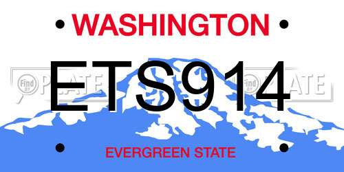 ETS914 Washington License Plate