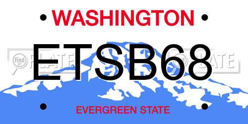 ETSB68 Washington License Plate