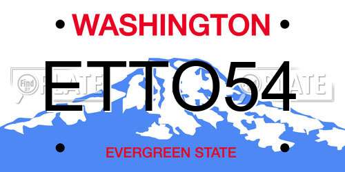 ETTO54 Washington License Plate