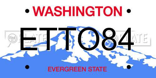ETTO84 Washington License Plate