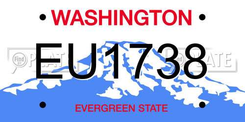 EU1738 Washington License Plate