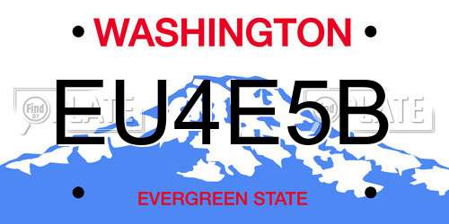 EU4E5B Washington License Plate