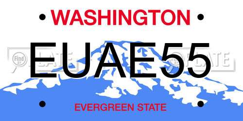EUAE55 Washington License Plate