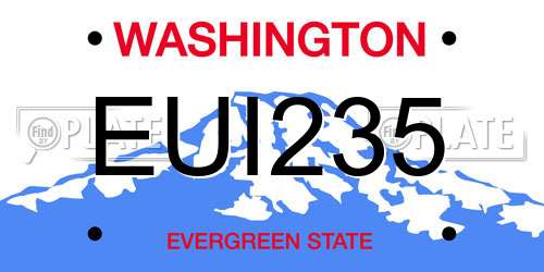 EUI235 Washington License Plate