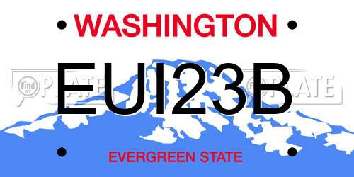 EUI23B Washington License Plate
