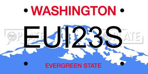 EUI23S Washington License Plate