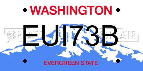 EUI73B Washington License Plate