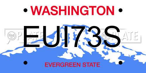 EUI73S Washington License Plate