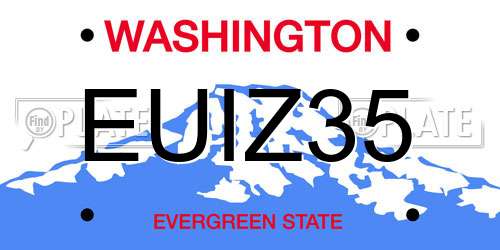 EUIZ35 Washington License Plate
