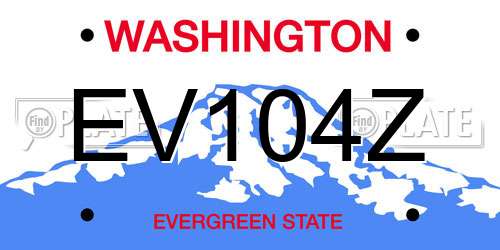 EV104Z Washington License Plate