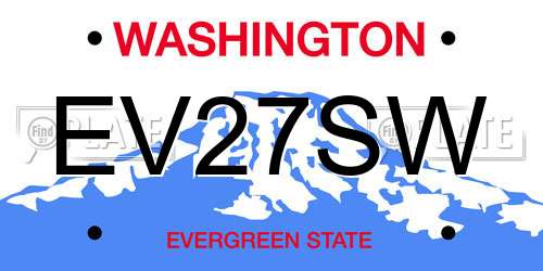 EV27SW Washington License Plate