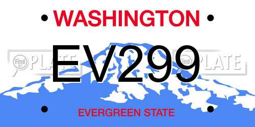 EV299 Washington License Plate