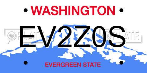 EV2Z0S Washington License Plate