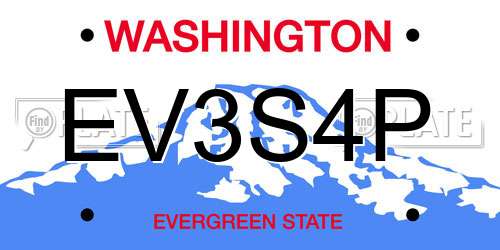 EV3S4P Washington License Plate