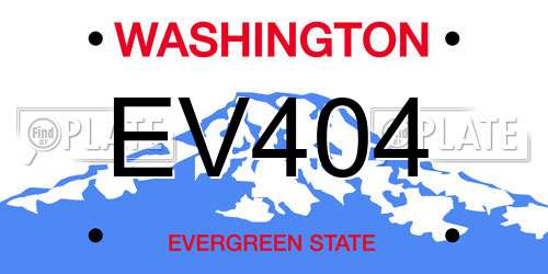EV404 Washington License Plate