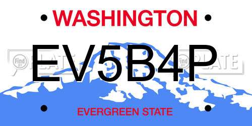 EV5B4P Washington License Plate