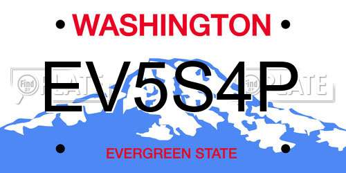 EV5S4P Washington License Plate