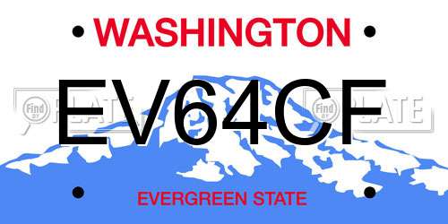 EV64CF Washington License Plate