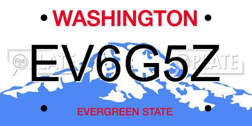 EV6G5Z Washington License Plate
