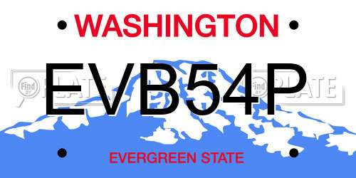 EVB54P Washington License Plate