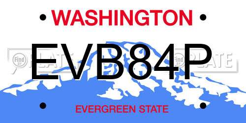 EVB84P Washington License Plate