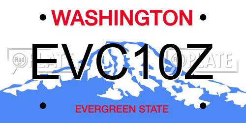 EVC10Z Washington License Plate
