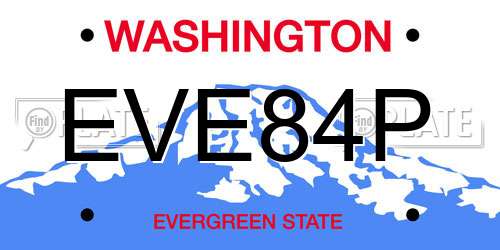 EVE84P Washington License Plate