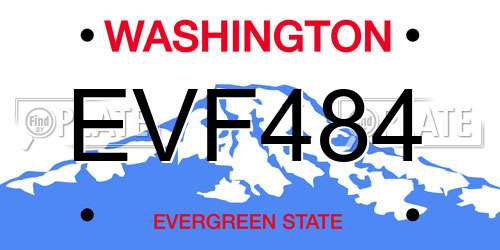 EVF484 Washington License Plate