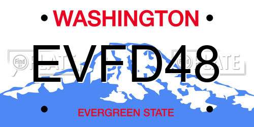 EVFD48 Washington License Plate